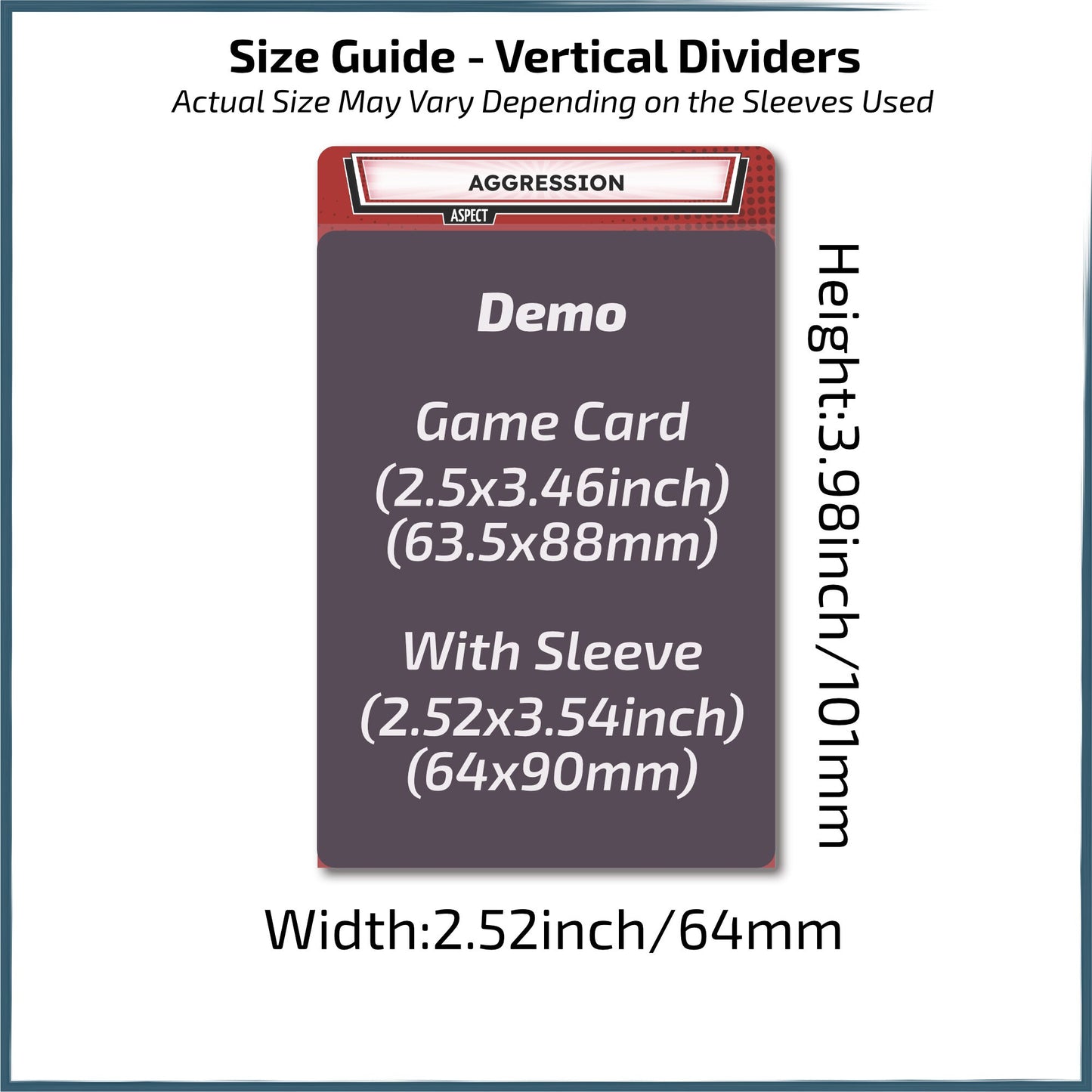 Size Guide for Vertical Dividers