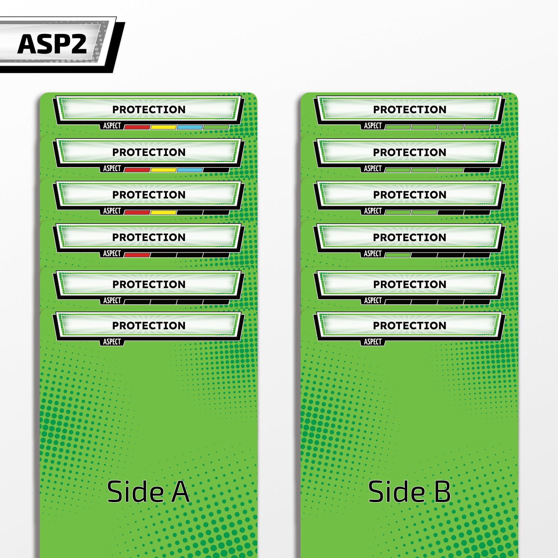 Aspect Cards Dividers Set for Marvel Champions - ASP2 - Arranged by Energy Level (Protection Card Example - Dual Size Design)