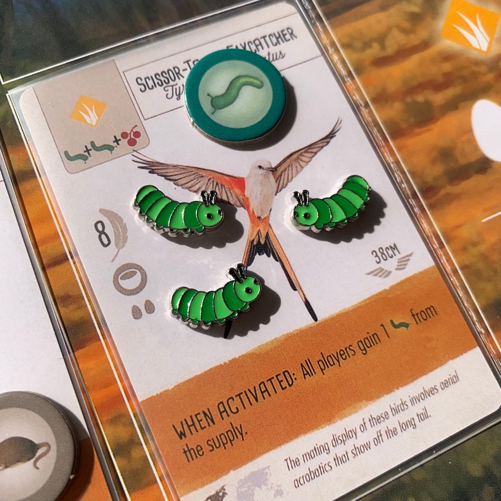 40x Metal Token for Board Game Upgrade - Invertebrates, Caterpillars, Worms, Miniature Components (Double Sided)