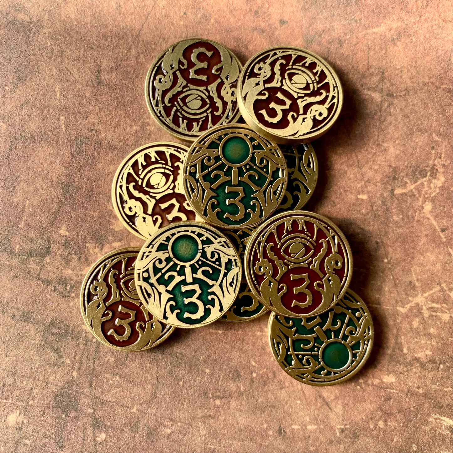 3s Clue/Doom Upgrade Metal Tokens for Arkham Horror LCG (double-sided, metal, 23mm in diameter)