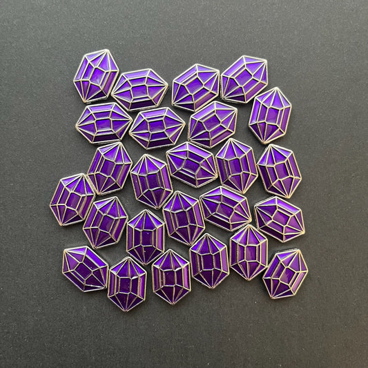 40x Purple Crystals for Board Game Token Upgrade, Miniature Components (Metal, Double Sided)