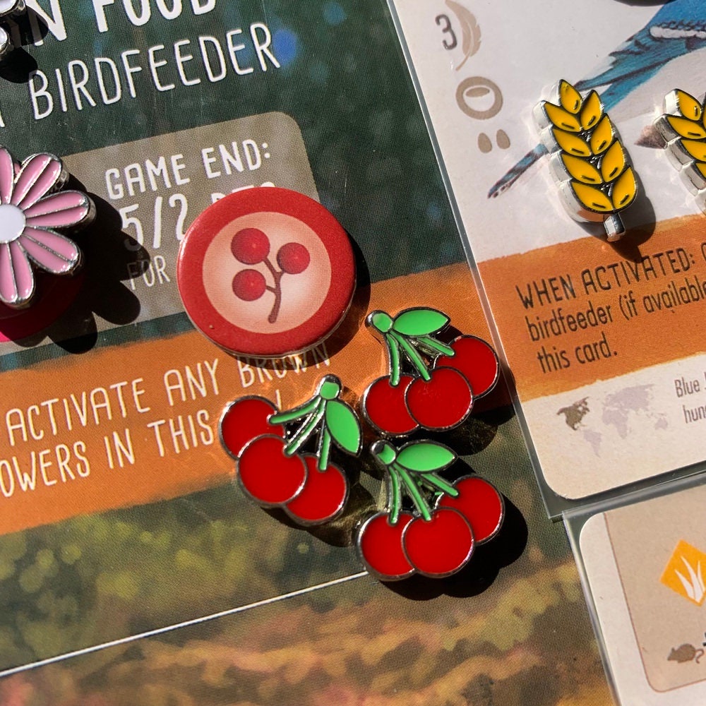 40x Metal Token for Board Game Upgrade - Fruit, Cherry, Miniature Components (Double Sided)