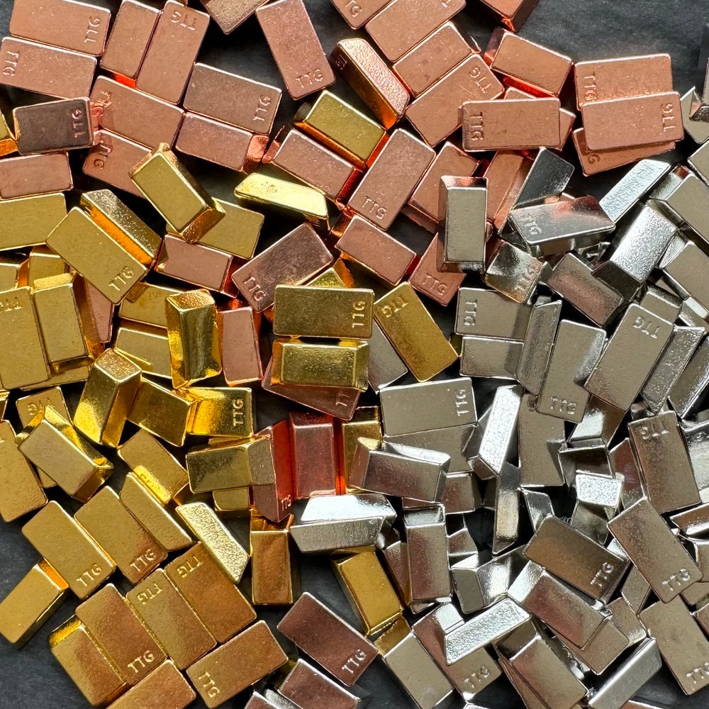 40x Metal Ingot, Gold Bar Shape for Board Game D&D Resource Tokens, Copper Ingots, Miniature Components
