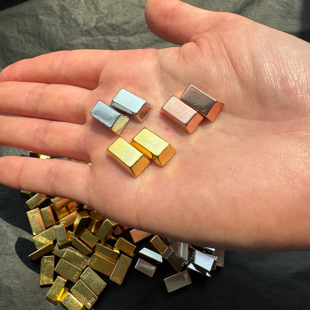 40x Metal Ingot, Gold Bar Shape for Board Game D&D Resource Tokens, Copper Ingots, Miniature Components