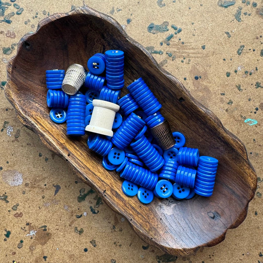 Patchwork Board Game Tokens, Real Buttons, Copper Thimbles & Wooden Spool