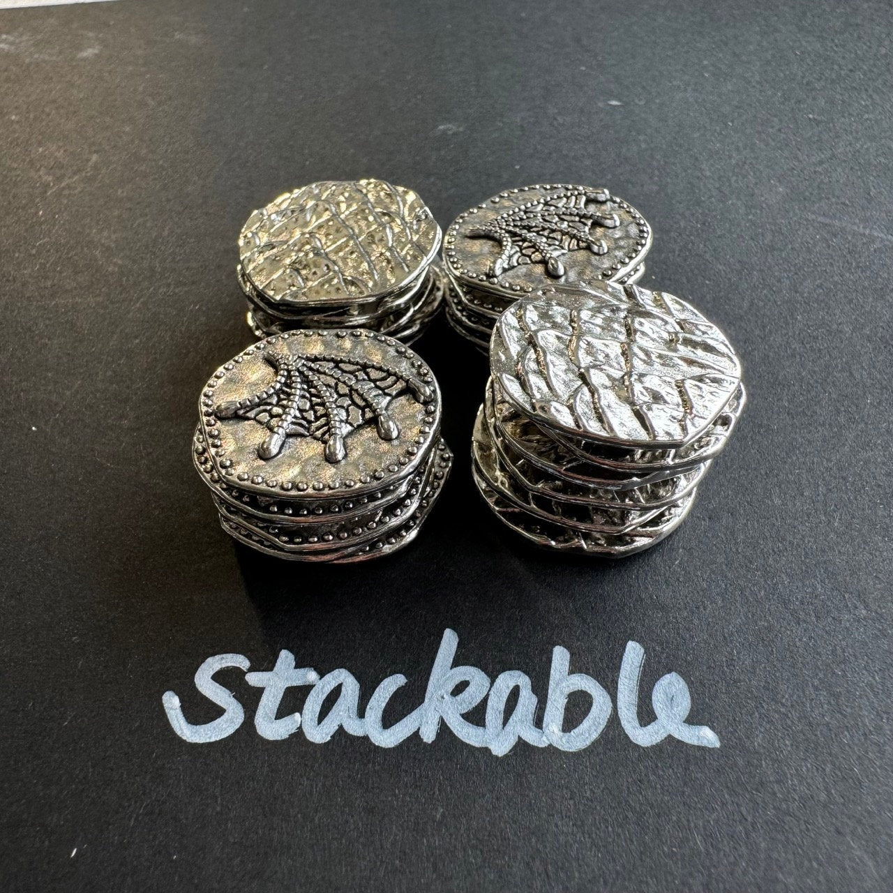 40x Silver Dragon Coins, Metal Token Upgrade for Board Game, Double-sided