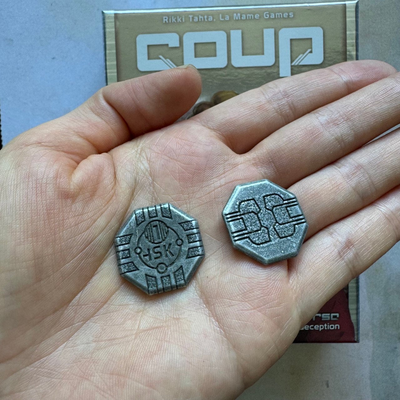 50x Coup Coins, Board game Metal Upgrade Coin (Double-sided)