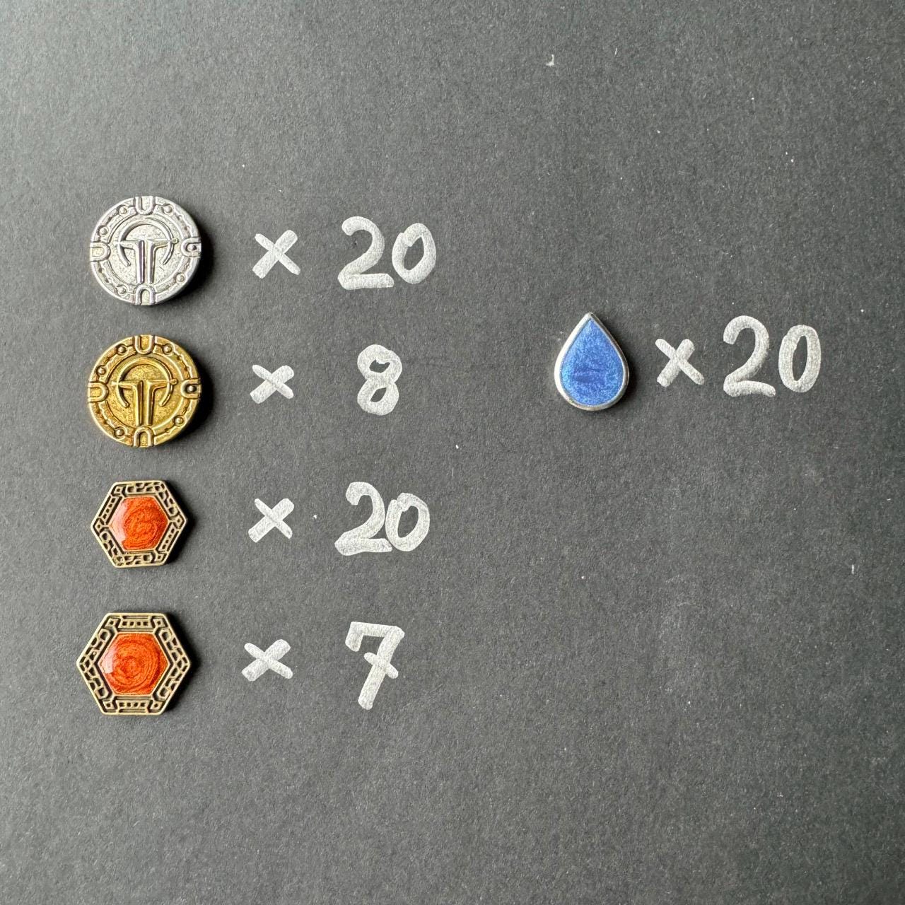 77x Dune Imperium Uprising Metal Token Upgrade, Water, Solari, Spice and Maker Hooks Tokens, Double-sided