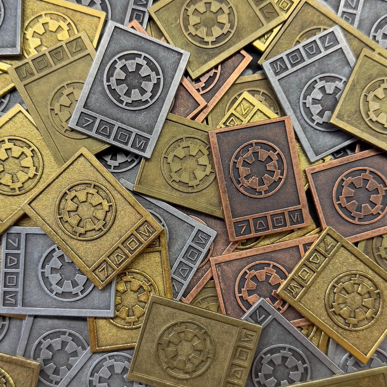 Metal Star Wars Imperial Credits Props, Credits for Sabacc, 4 Colour Variations, 2.7mm thickness