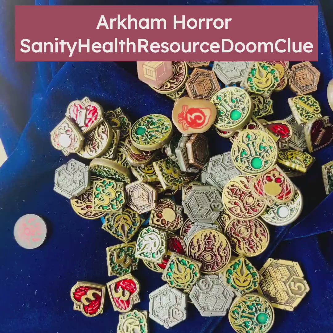 Sanity Health Resource Clue/Doom Upgrade Metal Tokens for Arkham Horror LCG (double-sided, metal, 20mm in diameter)